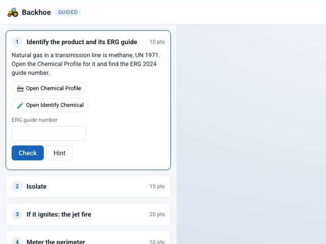 A Training mission briefing with its first objectives and the points for each