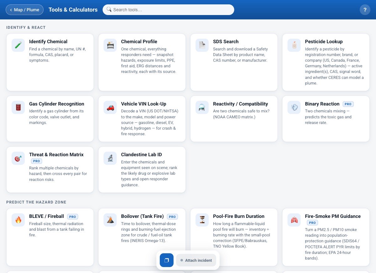 The Tools and Calculators workspace with the identify and predict groups shown as cards